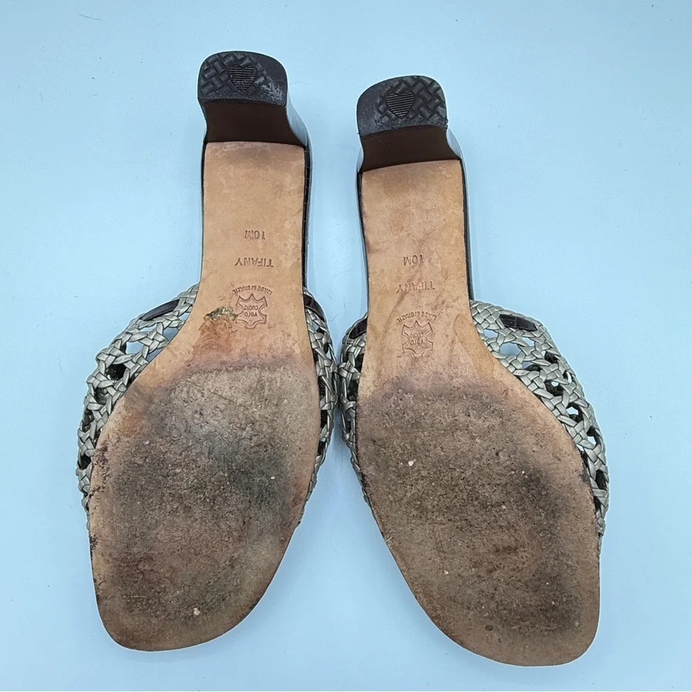 Brighton Tifany Gold Metallic Braided Leather Slide 2.5